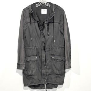 Vtg‎ Y2K Abercrombie & Fitch Anorak Jacket Utility Military Hooded Gray Small